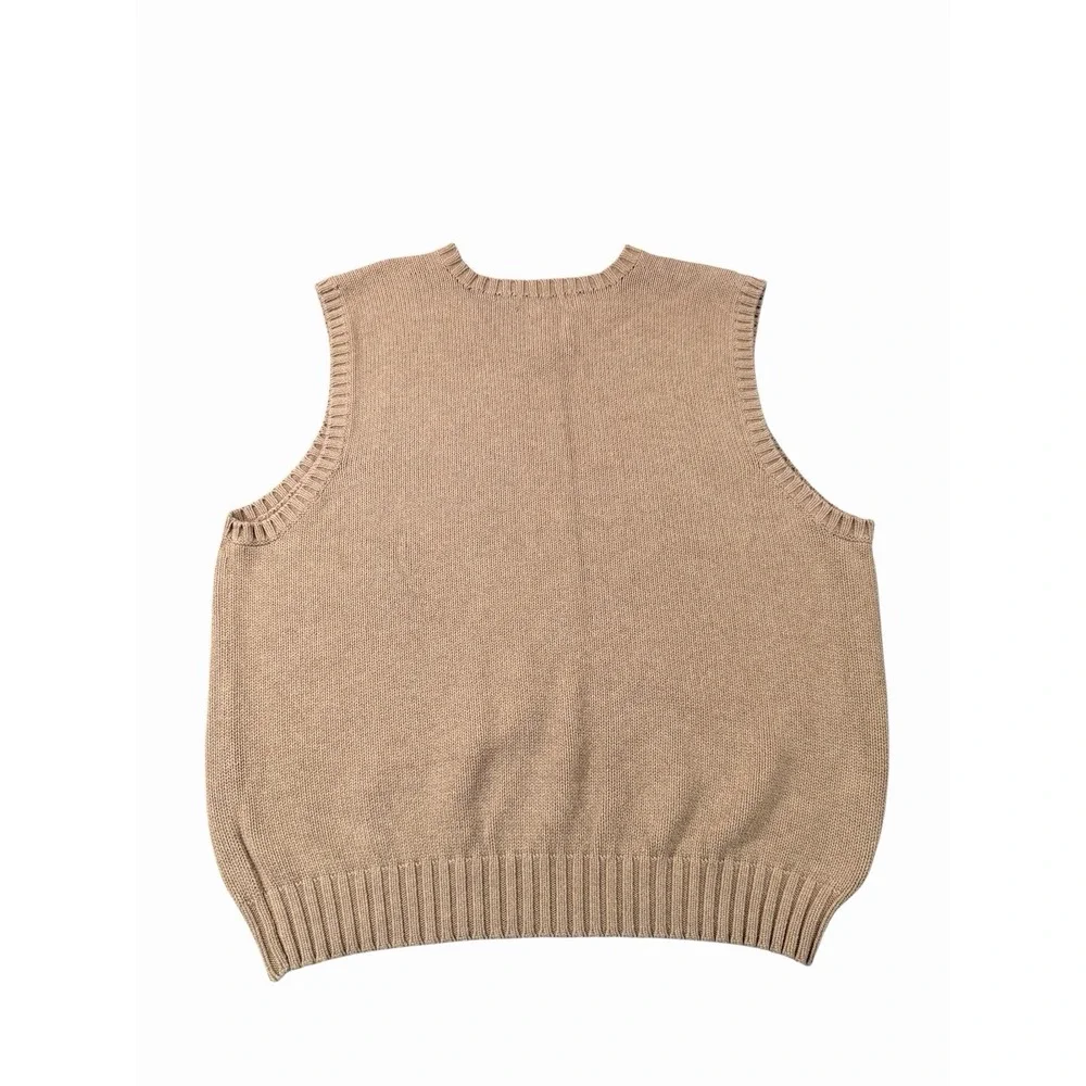 Polo by Ralph Lauren Men's XL Beige Cotton V-Neck Sweater Vest Polo Pony Logo